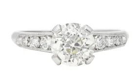 Art Deco 1.51 CTW Old European Cut Diamond Platinum Engagement Ring GIA