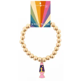 Gold Beaded Stretch Bracelet for Kids with Mood Changing Lava Lamp Element