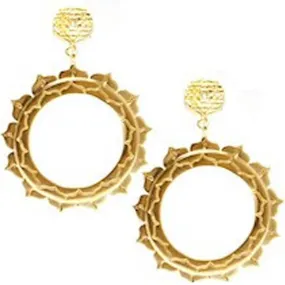 Sri Yantra Lotus Earrings - Gold