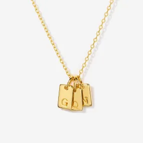Three Initial Tag Necklace