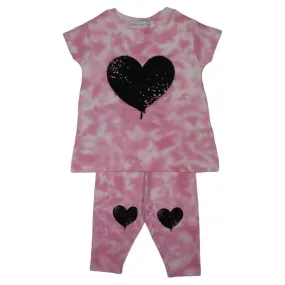 Youth tie dye pink heart t-shirt and leggings
